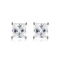 Classic square cut zircon stud earrings in silver four-prong setting with reflection - 3mm Silver Square Studs (SE305-3M)