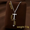 Silver titanium steel tassel necklace with T letter pendant and 40+5cm length specs - Letter T / Silver