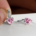 Ohrstecker mit rosa Zirkonia-Herz und versilberter Fassung mit Mikro-Pavé-Steinen - Platiniert Rosa Zirkonia