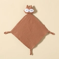 Baby Schmusetuch Fuchs in Rostbraun aus doppeltem Musselin-Baumwollstoff mit Knoten - Braun