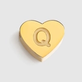 Gold-plated titanium steel heart bead featuring letter Q for DIY jewelry making - Letter Q / Gold