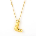 Polished 3D gold bubble letter L pendant necklace made of premium stainless steel - Gold - L