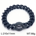 Minimalist black Cuban link bracelet in stainless steel with a circular push-button clasp - Model B Black (KB169884-Z)