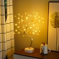 Golden LED pearl tree night light with warm star ornaments and white touch base - 72L Star Gold Branch Warm Light (Dual Use)