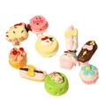 9pcs assorted resin mini cake and macaron set for DIY dollhouse and phone case decor - Mixed Colors