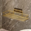 Nordic golden wall-mounted rack for towels and toiletries with grid design and hooks - Large Gold / 35*12*8.5cm