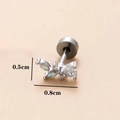 Silberner Schmetterlings-Ohrknorpelstecker mit Opal und Zirkonia, Größe 0,8 x 0,5 cm - 10# Schmetterling / Silber