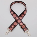 Ethnic style crossbody strap with vintage red floral pattern and gold metal hooks - No.642 Gold Hook