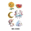 Set di tatuaggi temporanei 3D impermeabili per bambini con unicorno e arcobaleno - Girasole e Luna (WS-C080)