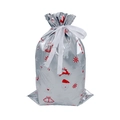 Silver Christmas gift bag with red festive reindeer patterns and white drawstring ribbon - Premium Silver / 29*43cm