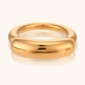 Primo piano di un anello a cupola in oro lucido spesso con finitura a specchio - US 6 / Oro