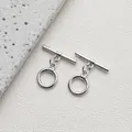 Polished silver 14K plated OT toggle clasp set for DIY jewelry making and necklaces - Style J Shiny Round / White Gold