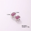 Créoles en argent avec cristaux roses pavés, haut 1,7cm, large 1,2cm, poids 11g - Argent-Rose Rouge