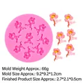 Stampo in silicone rosa con 8 cavità a fiore di prugno per resina e decorazioni - 5# (B1013/Fiore a Cinque Petali) / Rosa