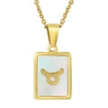 Golden Taurus necklace with white shell pendant on a 18K stainless steel chain - Taurus (With Chain)
