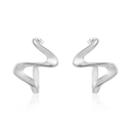 French vintage silver titanium steel irregular wavy geometric earrings on white base - Silver
