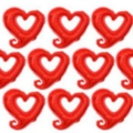 Set of nine red heart-shaped foil balloons with scalloped edges for Valentine's Day decor - 18 Inch Red Heart with Edging