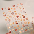 Cute cartoon bear and bread nail art stickers M-1188 with glitter texture finish - Cartoon Bread Bear Style (M-1188-Transparent Glass Shards)