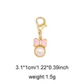 Pink bow charm with pearl and lobster clasp for shoes and bags, size 3.1x1cm - Pearl Bow (With Artificial Pearl) / Style 35 Pearl Bow