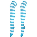 Blue and white horizontal striped over-the-knee knitted socks for a Lolita or JK style look - Blue and White Stripes