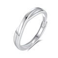 Elegant twisted S925 sterling silver open ring with adjustable band and polished finish - Adjustable Open / Male Style