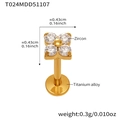 Titanium alloy labret stud with golden clover zircon top for piercing jewelry - Clover Style Gold Lip Stud (T024)