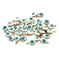 Ciondoli malocchio dorati da 6mm con smalto blu per la creazione di gioielli fai da te - 9*6mm / 0.31g / Bordo Bianco-Oro