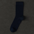 Men's breathable navy blue silk blend crew socks with elastic ribbed cuffs - One Size / Navy Blue