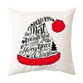 Funda de cojín navideña con tipografía festiva que forma un gorro de Papá Noel - Estilo 31 / 45x45 cm