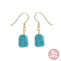 Pendientes de plata 925 con piedras de turquesa naturales con un elegante baño de oro - Chapado en Oro de 14K / Dorado