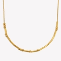 Minimalistische 18K vergoldete Edelstahlkette mit Perlen und zylindrischem Rohrdesign - Goldene Perle Rohr Gliederkette - Gold