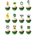 Soccer theme cupcake toppers set with trophy and ball icons for football party decor - Cake Topper / Set of 24