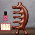 Massagekamm aus Sandelholz Set mit Rosenöl und Akupunkt-Anleitung für Kopfpflege - Dumbo Set (Inkl. Öl/Karte)
