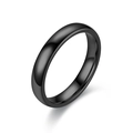 Bague minimaliste en acier inoxydable noir poli 4mm avec finition miroir lisse - US 7 / Noir