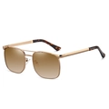 Men's fashion square sunglasses with golden metal frame and brown gradient lenses - Gold Frame Gradient Tea