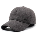 Berretto da baseball in misto lana grigio scuro con paraorecchie e logo Daria in metallo - 56-60cm Regolabile / Grigio