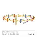 Dettaglio della lunghezza regolabile 17-22 cm del braccialetto ciliegia in acciaio dorato - Ciliegia Glitterata Multicolore