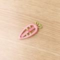 Sweet pink carrot-shaped hair clip with green leaves for children and women - Peach