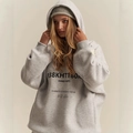 Sweat à capuche oversize gris clair pour femme avec imprimé graphique FOMO DEPT noir - S / Gris