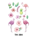Waterproof temporary tattoo sheet with pink flamingos, pineapples and hibiscus flowers - Th-384 / 210*148mm