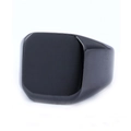 Anello a sigillo a scudo nero lucido da uomo in design quadrato minimalista in acciaio - US 7 / Nero