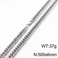Collana a catena barbazzale in acciaio argento 6mm larghezza 500mm peso 37g - 6mm x 500mm (KN232913-ZZ)
