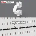Set of 15 white pegboard cable organizers for managing cords under 8mm diameter - Horizontal Cable Clips 15Pcs - White