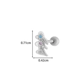 Silver bow heart stud earring with pink blue and white zircon stones and dimensions - 2# Silver (Triple Stone)