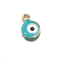Blue Evil Eye pendant in gold stainless steel for DIY jewelry making - Sky Blue-Gold