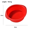 Square red silicone cake mold, 22x24cm non-stick baking pan for DIY bread and pastry - Large Round (Red)