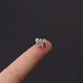 16g surgical steel cartilage stud earring with silver butterfly and zircon inlay detail - Silver Butterfly Zircon Style (354-13#S)