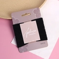 Set of 16 high elasticity black minimalist hair ties on purple floral card packaging - 16 Pieces Pack / Black