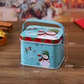 Blaue Weihnachts-Süßigkeitenbox aus Blech mit Schneemann-Motiv und Metallgriff - Schneemann Joy