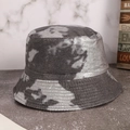 Silver laser rainbow PU leather bucket hat with metallic tie-dye pattern for women - M (56-58cm) / Grey Tie Dye Metallic